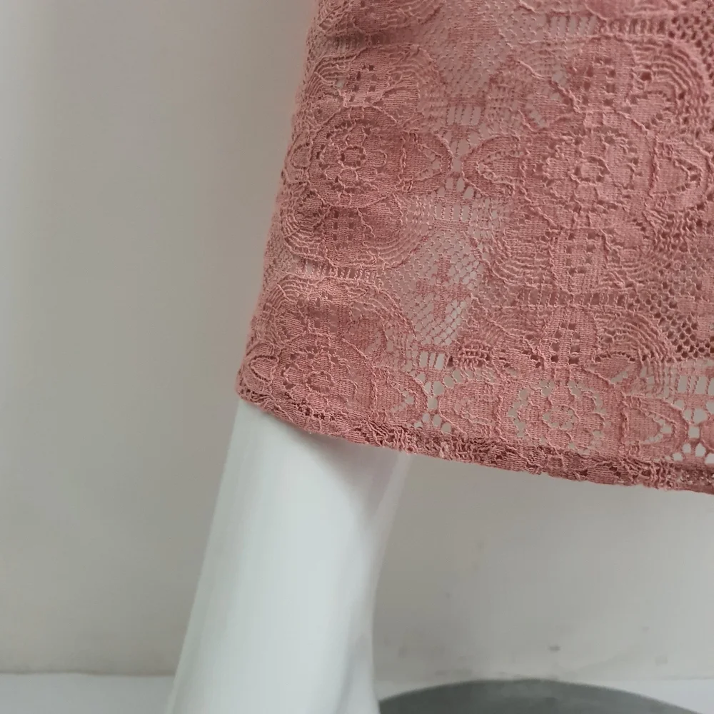 Guess Size 10 Halter Tie Back Dusty Pink Lace Maxi Dress - Picture 10 of 15